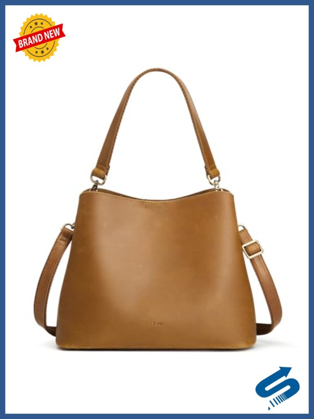 Top Grain Crazy Horse Leather Bucket Crossbody Bag 2 Straps Women